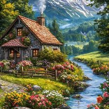 Схема вышивки «Утро в горах»