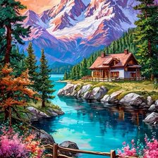 Схема вышивки «Утро в горах»