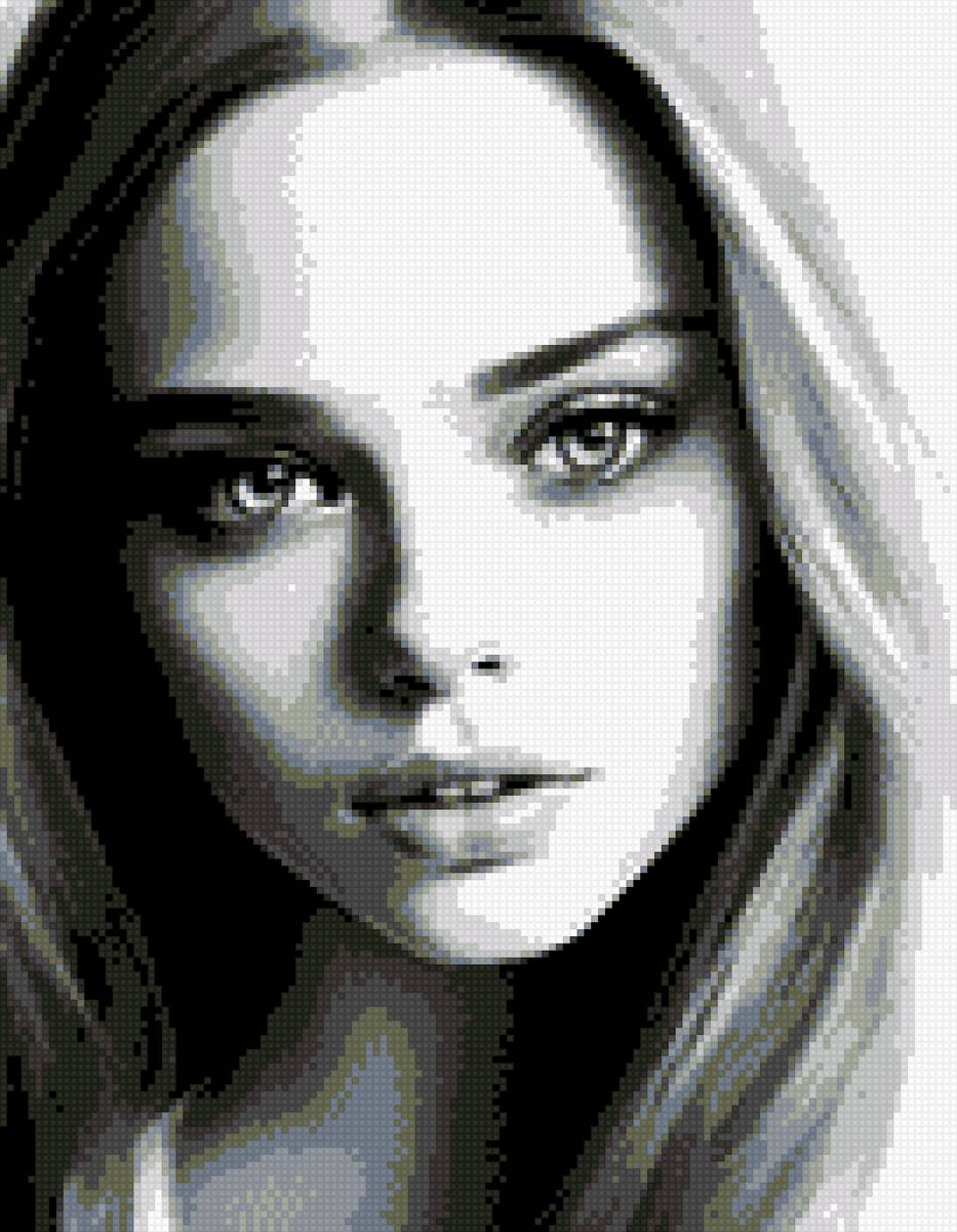 Девушка - девушка, монохром., портрет - предпросмотр