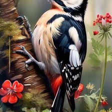 Схема вышивки «Дятел»