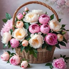 Схема вышивки «Корзина пионов»