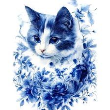 Схема вышивки «chat bleu 1»