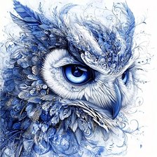 Схема вышивки «hibou bleu»