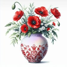 Схема вышивки «Ваза с маками»