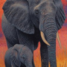 Схема вышивки «Eléphante et son petit»