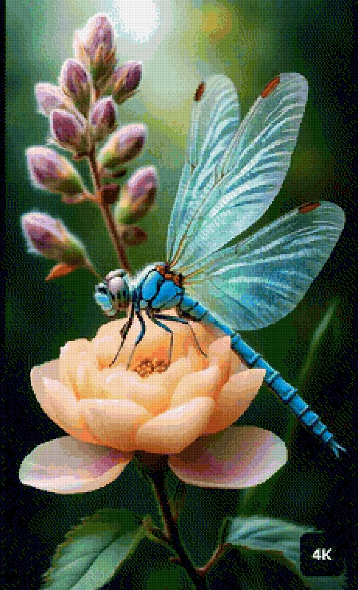 Цветы - стрекоза - предпросмотр