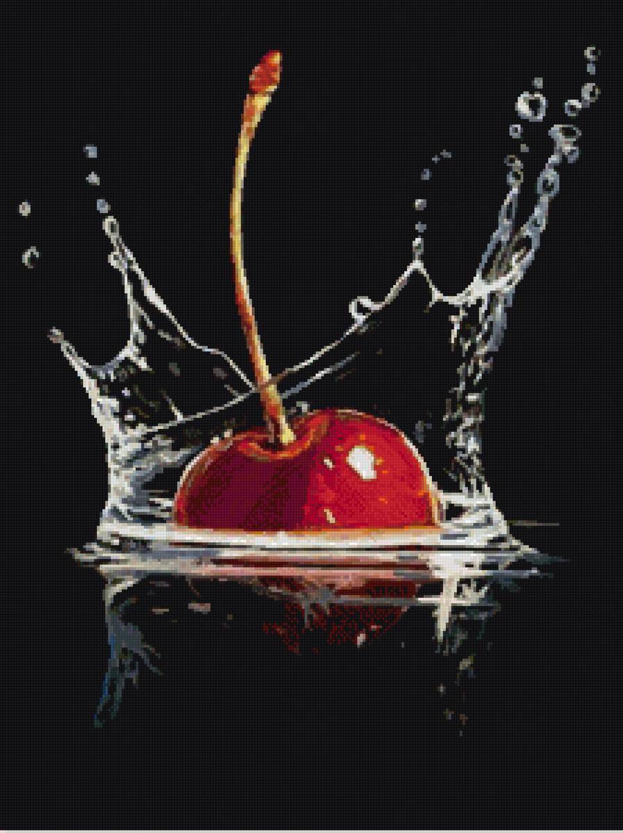 Вишня - вишня, на черном - предпросмотр