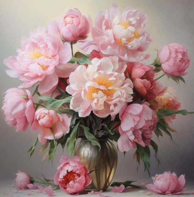 Пионы в вазе - цветы - оригинал