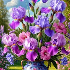 Схема вышивки «Пейзаж с ирисами»