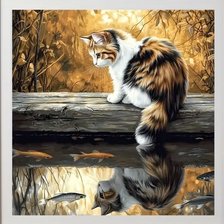 Схема вышивки «Кот на рыбалке»