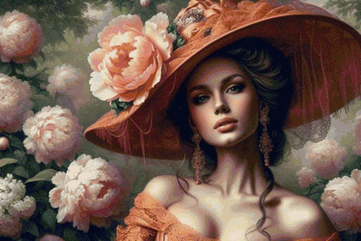 нежная муза - девушка, шляпа, цветы - предпросмотр