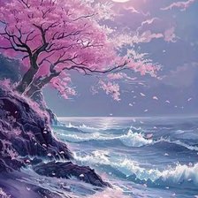 Схема вышивки «Сакура на холме»