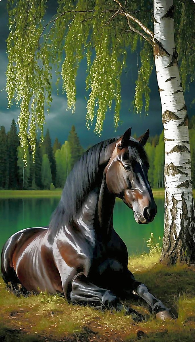 Перед грозой - гроза, пейзаж, лошади, животные - оригинал