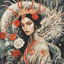 Схема вышивки «The Girl and The Dragon»