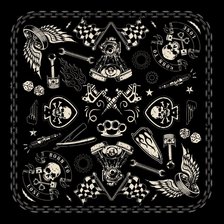 Схема вышивки «Skull Bandana»