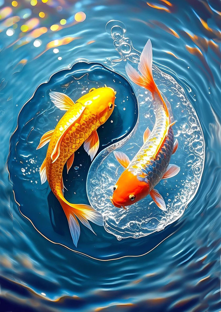 Рыбки инь янь - карпы, fish, фиш, рыбки, инь янь - оригинал