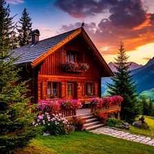 Схема вышивки «Домик в горах»