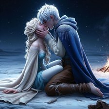 Схема вышивки «Эльза и Джек поцелуй»