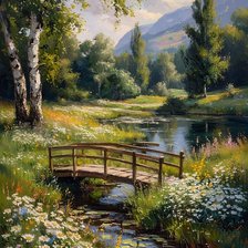 Схема вышивки «Мостик в лесу»