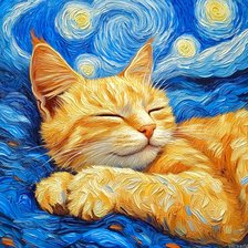 Схема вышивки «Рыжик в стиле Ван Гога»