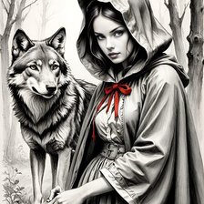 Схема вышивки «Красная Шапочка и Серый Волк»