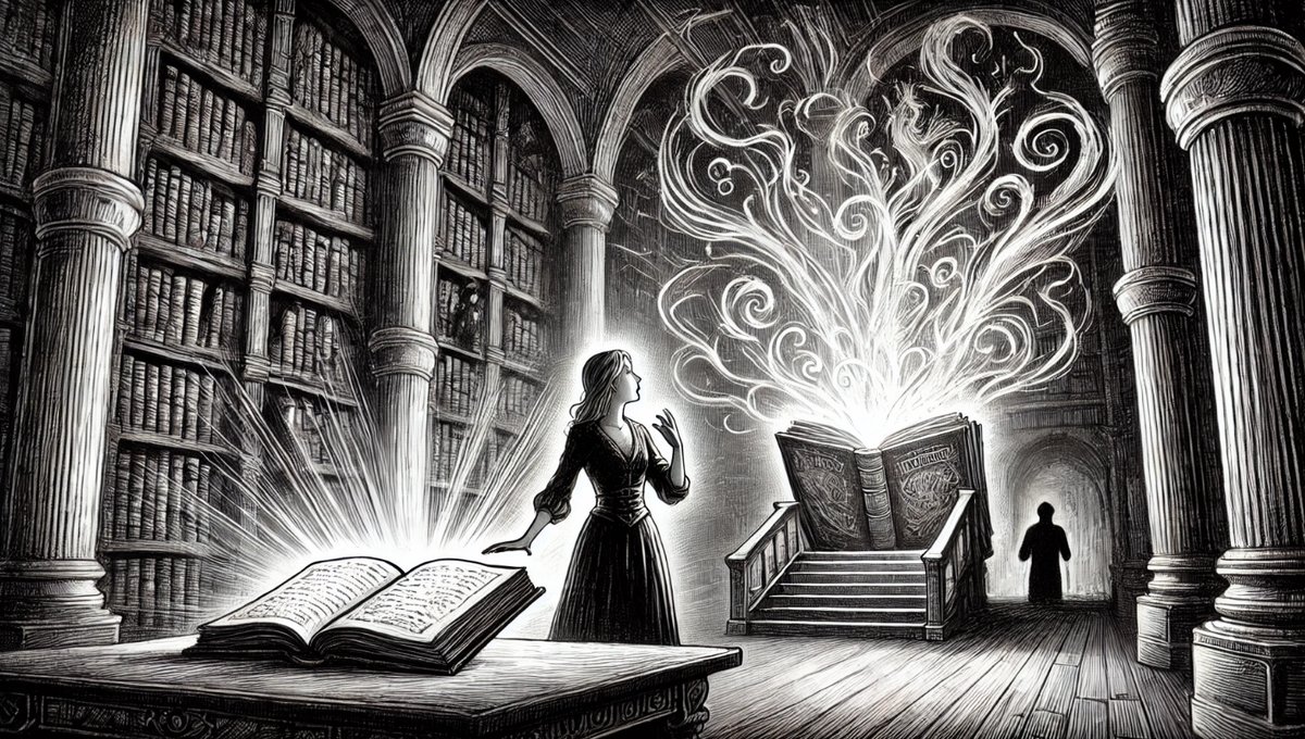 Удивительный мир книг - книга, девушка., библиотека - оригинал