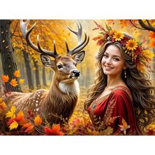 Схема вышивки «Девушка-осень»