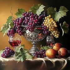 Схема вышивки «Натюрморт с вином и виноградом»