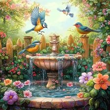 Схема вышивки «Фонтан в саду»