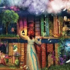 Схема вышивки «Охота за сокровищами. Книжная Полка»