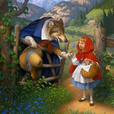 Схема вышивки «Красная Шапочка и Серый Волк»