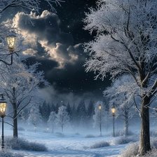 Схема вышивки «Тихая ночь, зимняя ночь...»