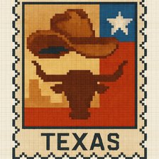 Схема вышивки «80x120 stitches, DMC, 25 colors, Diffusion: 0% teksas»