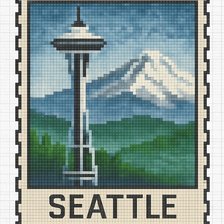 Схема вышивки «80x120 stitches, DMC, 20 colors, Diffusion: 0% seattle»