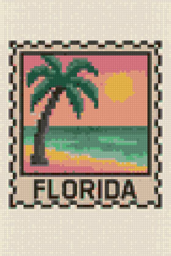 80x120 stitches, DMC, 20 colors, Diffusion: 0% florida - предпросмотр
