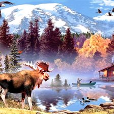 Схема вышивки «утро на озере»