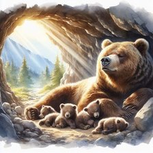 Схема вышивки «Медведица с медвежатами»