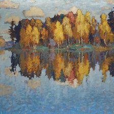 Схема вышивки «осенний день по карт. к. горбатого»