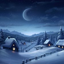 Схема вышивки «Зимний ночной пейзаж»