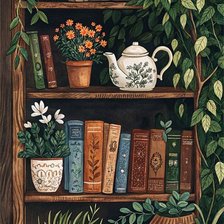 Схема вышивки «Чайная пауза с книгами»