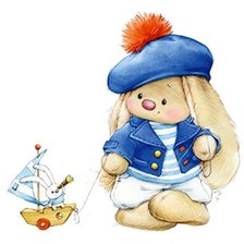 Схема вышивки «Зайка моряк 23 цвета ДМС»