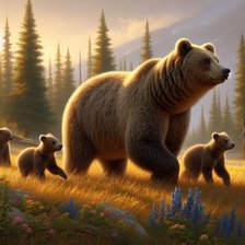 Схема вышивки «Медведица с медвежатами»