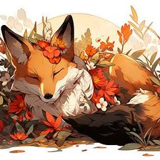 Схема вышивки «Лиса в цветах»