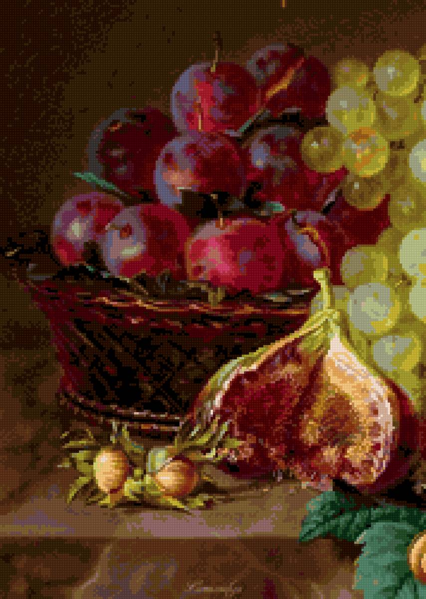 №2923014 - фрукты слива виноград натюрморт - предпросмотр