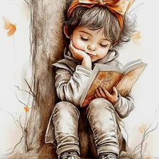 Схема вышивки «Девочка с книгой»