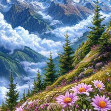 Схема вышивки «Горный пейзаж»