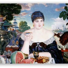 Схема вышивки «купчиха за чаем.»