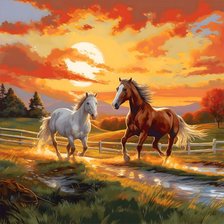 Схема вышивки «Лошади»