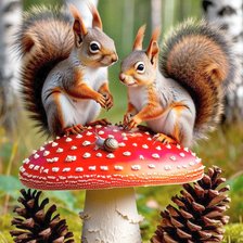 Схема вышивки «Белки осенью»