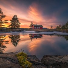 Схема вышивки «Дом на озере»